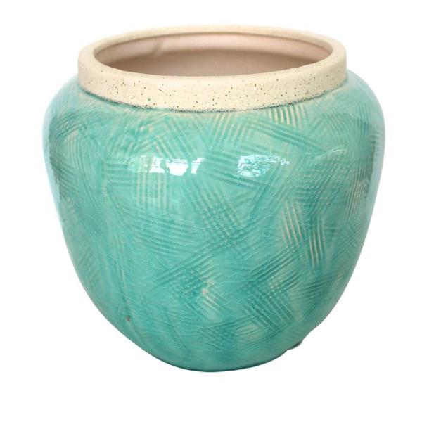 VASO DECORATIVO CERAMICA VERDE 21,5X20CM