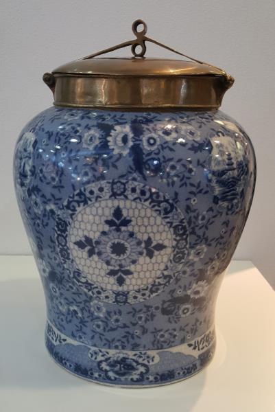 VASO DE PORCELANA AZUL C/ BRONZE