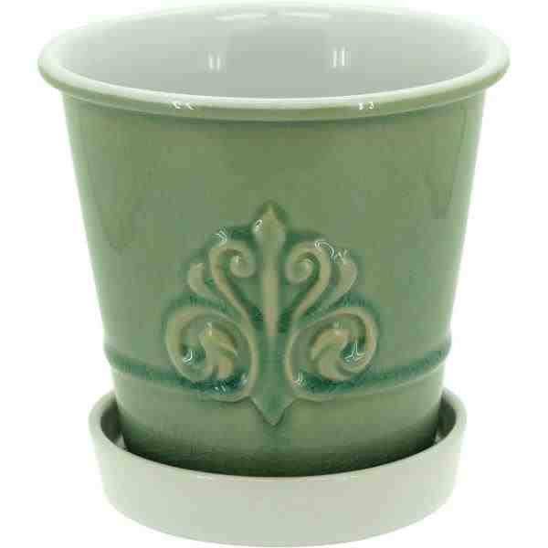 VASO 15 CM CERAM VD CLARO C/PRATO HOME CO LIMOGE