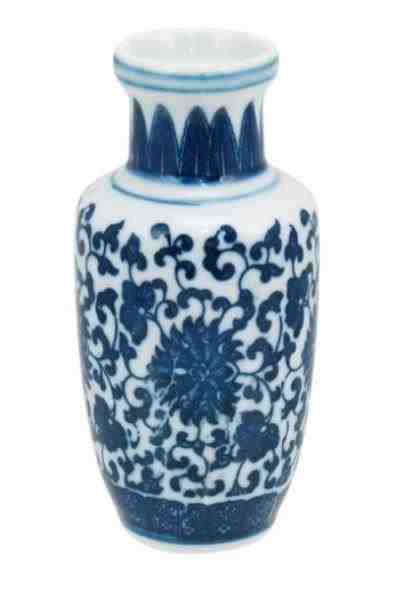 VASO CERAMICA BRAN/AZUL 10.5CM FLORAL