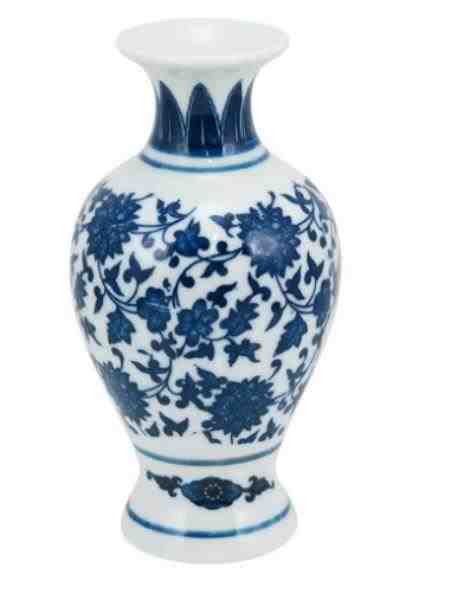 VASO CERAMICA BRAN/AZUL 14CM FLORAL