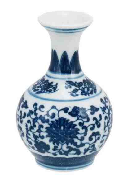 VASO CERAMICA BRAN/AZUL 10CM FLORAL