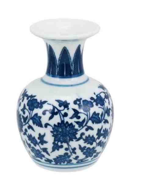 VASO CERAMICA BRAN/AZUL 11.5CM FLORAL