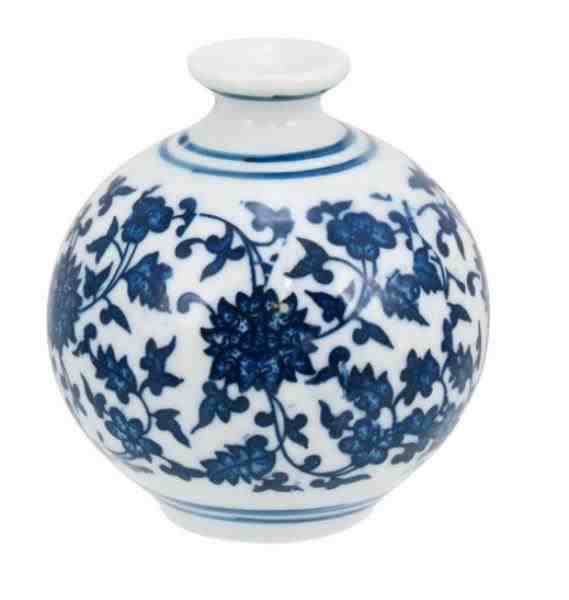 VASO CERAMICA BRAN/AZUL 9CM FLORAL
