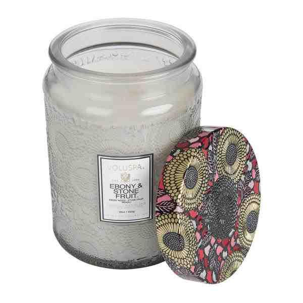 VELA POTE VIDRO G 100H REL. EBONY E STONEFRUIT