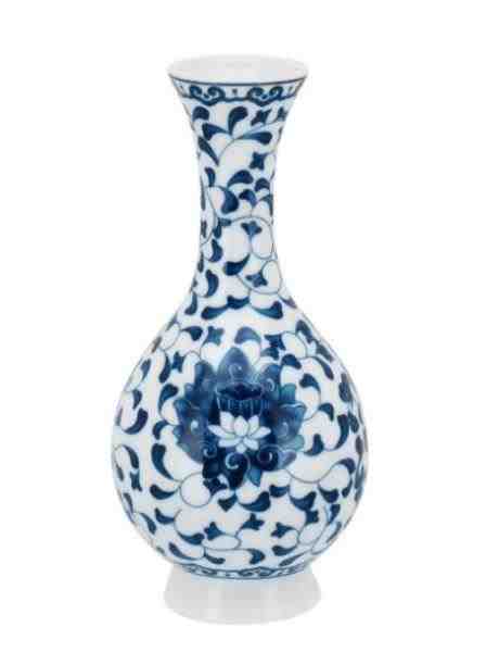 VASO 15CM CER BRAN/AZUL FLORAL