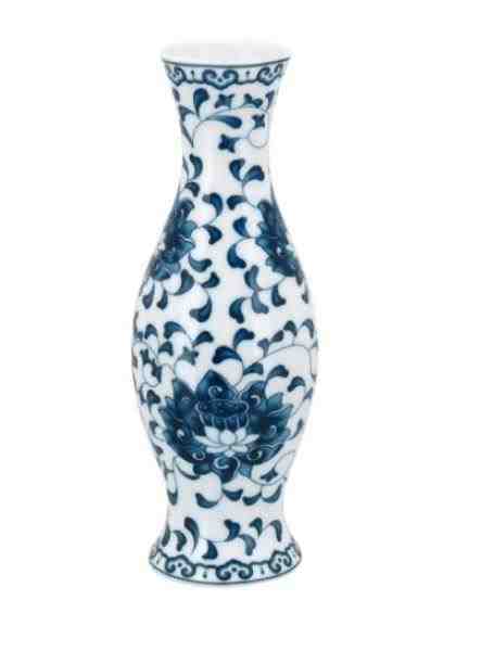 VASO 15CM CER BRAN/AZUL FLORAL