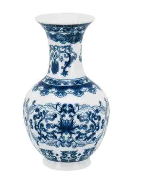 VASO 15CM CER BRAN/AZUL FLORAL