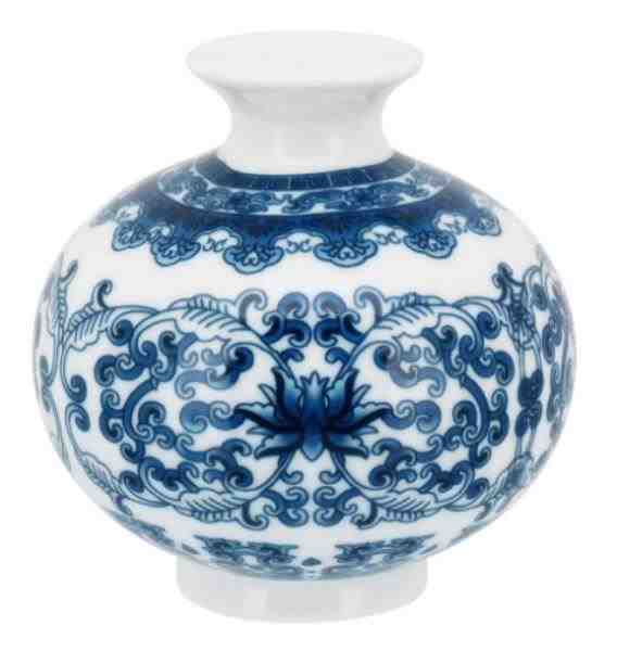 VASO 10CM CER BRAN/AZUL FLORAL