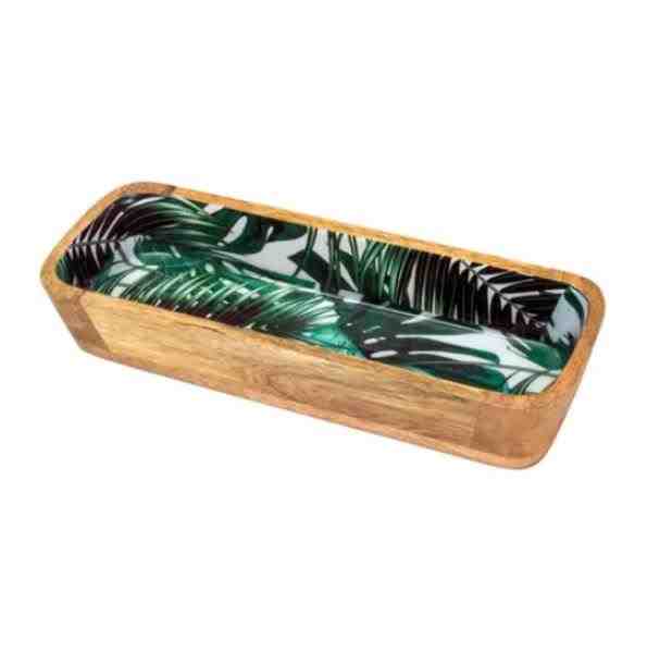 TRAVESSA DE MADEIRA LEAFAGE 29X11X5CM