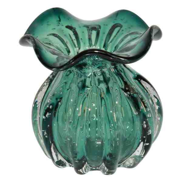 VASO DE VIDRO VERDE MURANO 10X10X11CM