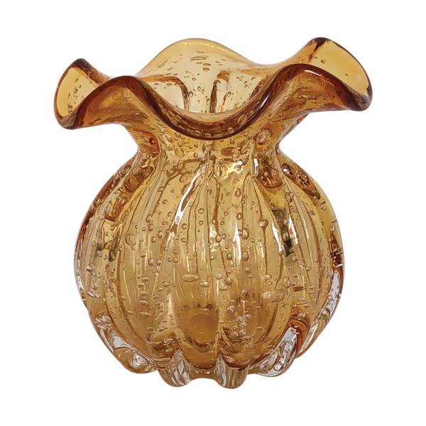 VASO VIDRO AMBAR MURANO 10X10X11CM