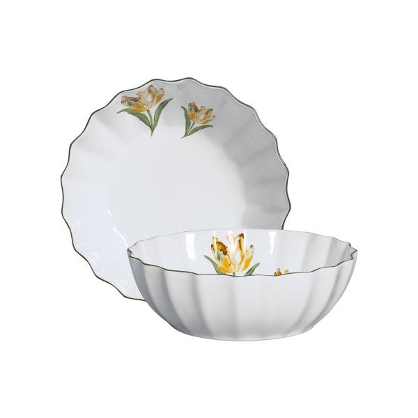 TIGELA DECORADA TULIPAS AMARELA