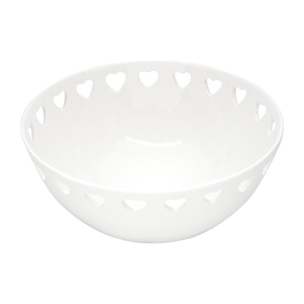 BOWL DE CERAMICA CORACAO BRANCO 26X13CM