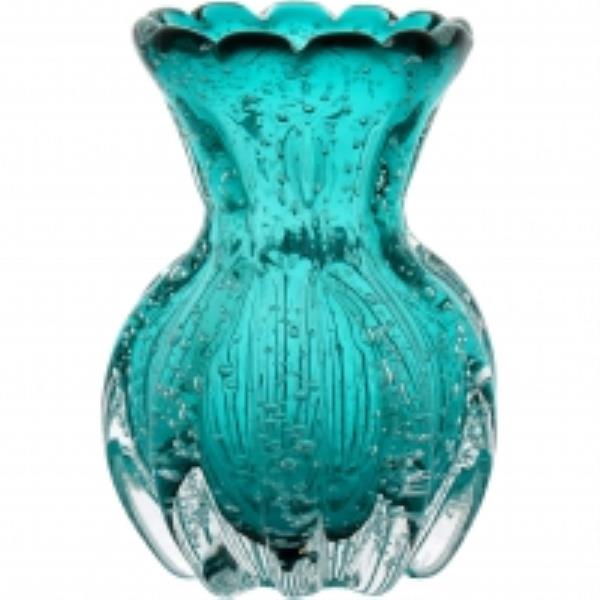 VASO 12X9CM VIDRO AZUL CLARO HOME CO VERONESE