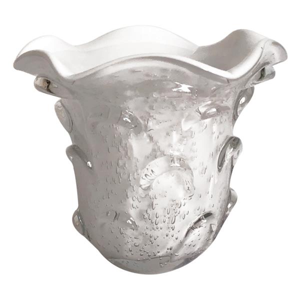 VASO DE VIDRO BRANCO MURANO 15X14CM