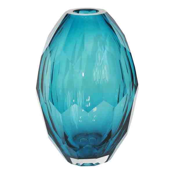VASO DE VIDRO AZUL 16X16X23,5CM