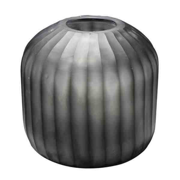 VASO DE VIDRO COM TEXTURA CINZA 22X23,5CM