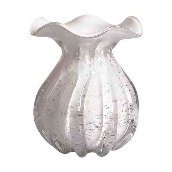 VASO DE VIDRO BRANCO MURANO 11,5X13CM