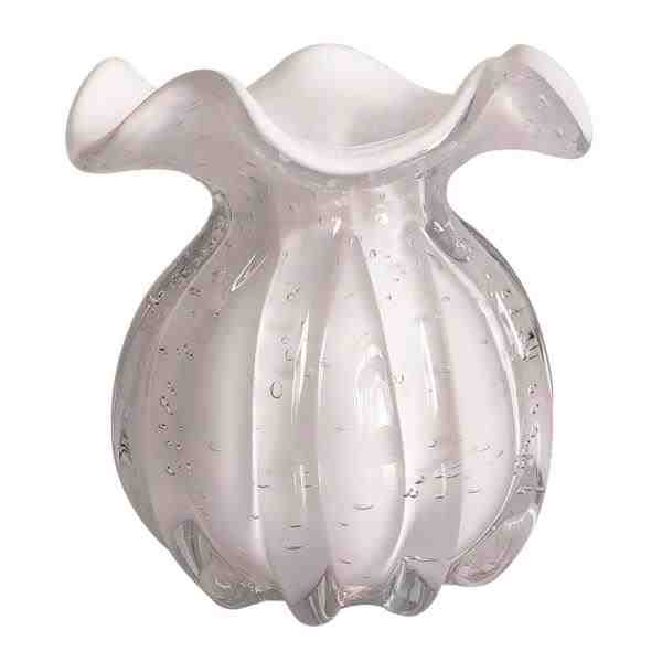 VASO DE VIDRO BRANCO MURANO 10X10X11CM