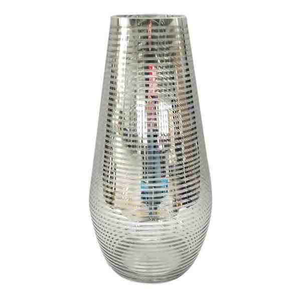 VASO DE VIDRO PRATA C/ LINHA TRANSP