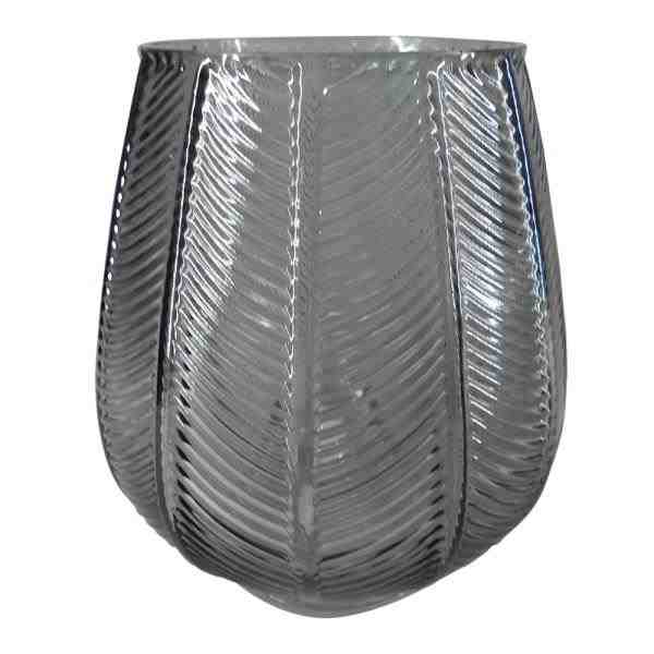 VASO DE VIDRO TRANSP FUME 18X18X20CM