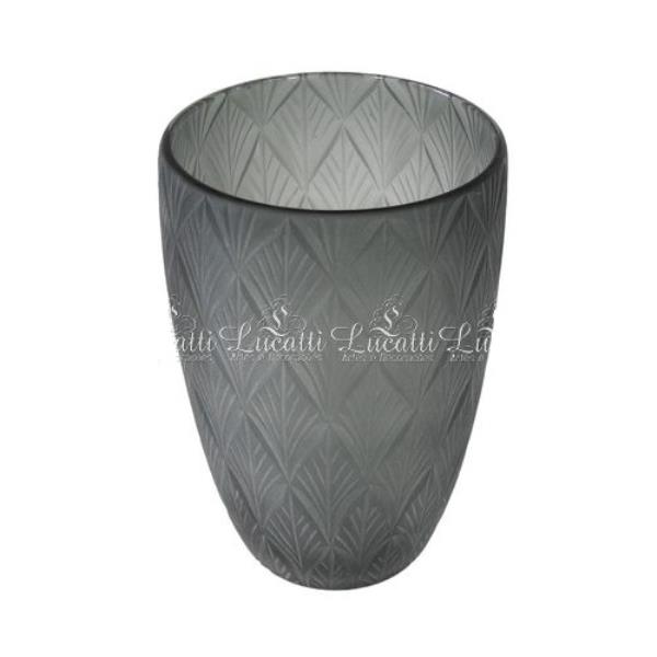 VASO DECORATIVO EM VIDRO CINZA
