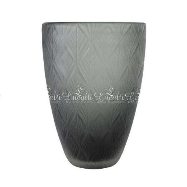 VASO DECORATIVO EM VIDRO CINZA