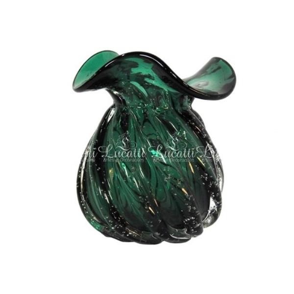 VASO DECOR EM VIDRO VERDE ESCURO