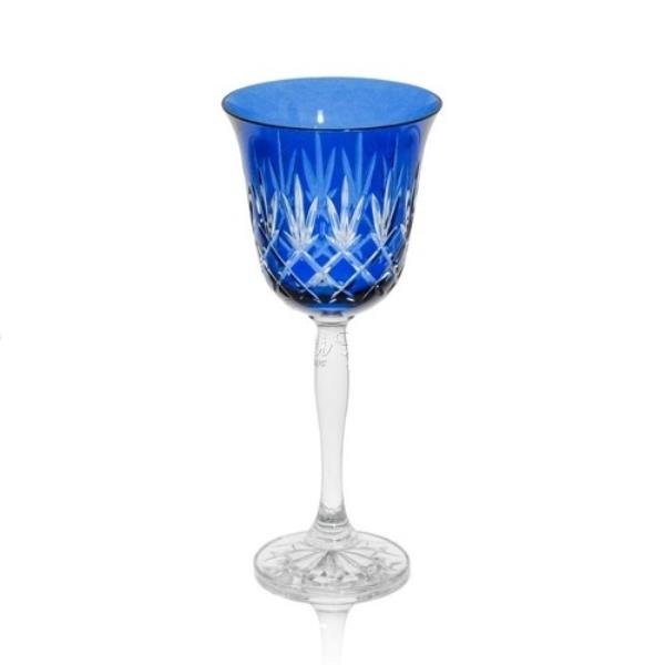 TACA EM CRISTAL P/VINHO 280ML AZ CLARO