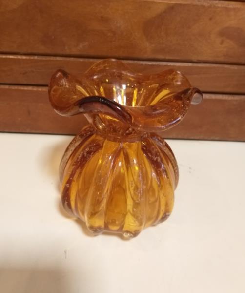 VASO DECOR EM VIDRO AMBAR