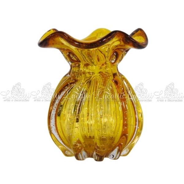 VASO G DECOR EM VIDRO AMBAR
