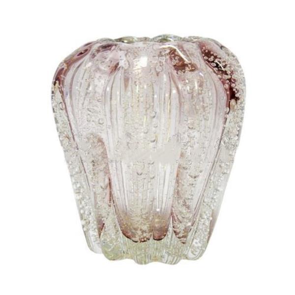 VASO M DECOR EM VIDRO ROSA DOURADO