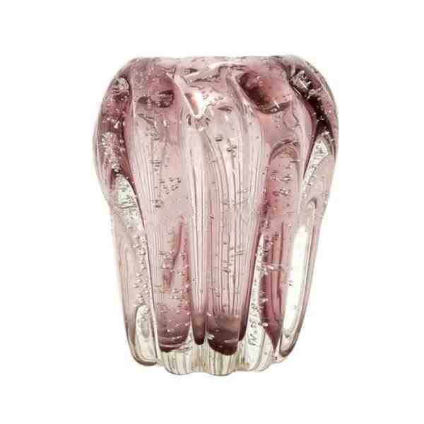 VASO P DECOR EM VIDRO ROSA DOURADO