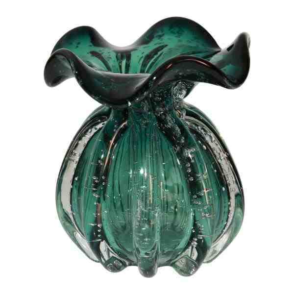 VASO VIDRO VERDE MURANO 11,5X13CM
