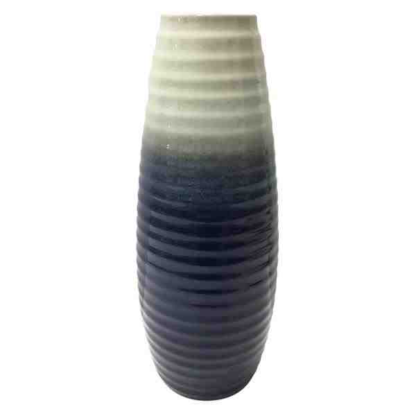 VASO CERAM DUOAZUL E CINZA 15,5X15,5X40CM