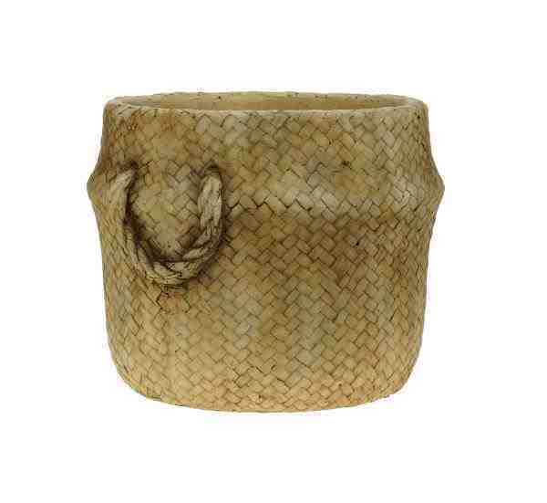 VASO DECOR CIMENTO PALHA 20X19X16CM