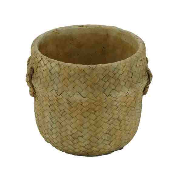VASO DECOR CIMENTO PALHA 16X15X13CM