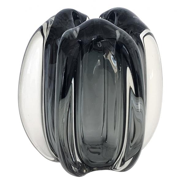 VASO DE VIDRO CINZA MURANO 14,5X14,5X16CM