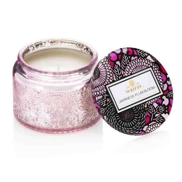 VELA POTE VIDRO P 25H RELEVO JAPANESE PLUM BLOOM