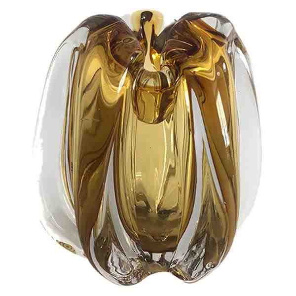 VASO DE VIDRO AMBAR MURANO 14,5X14,5X16CM