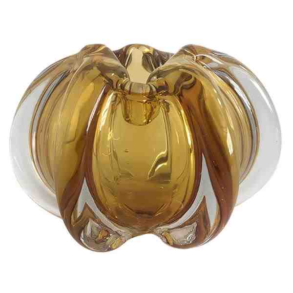 VASO DE VIDRO AMBAR MURANO 18X18X12CM