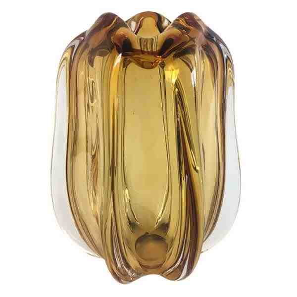 VASO DE VIDRO AMBAR MURANO 21X21X30CM