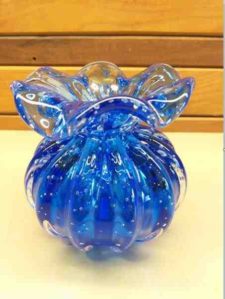 VASO G 18 AZUL ESCURO S/ OURO