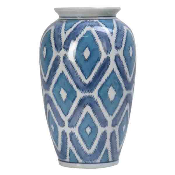 VASO DE PORC. GEOMETRICA AZUL 17X17X28CM
