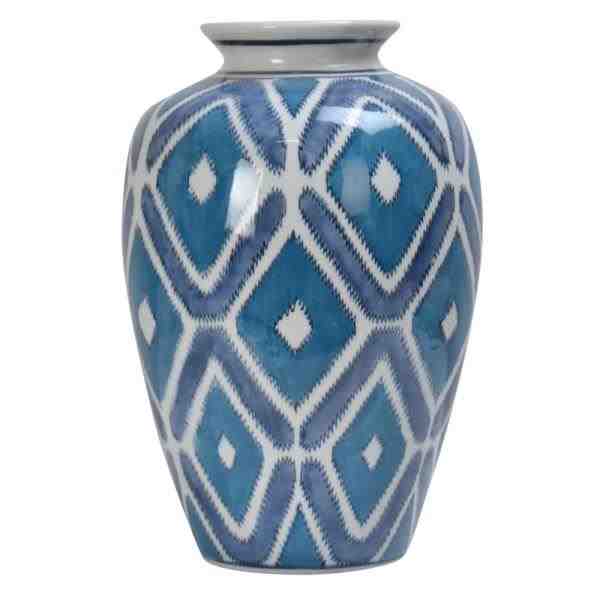 VASO DE PORC. GEOMETRICA AZUL 20X20X30CM