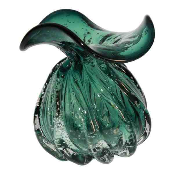 VASO DE VIDRO VERDE MURANO 11,5X13CM