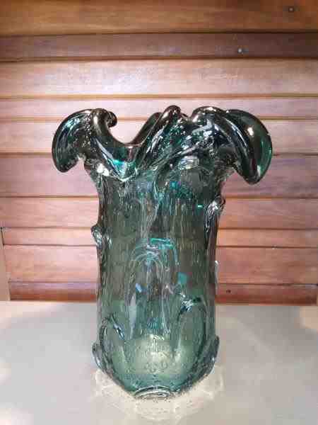 VASO DE VIDRO VERDE MURANO 21X21X30CM