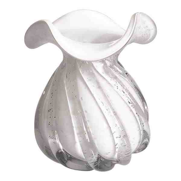 VASO DE VIDRO BRANCO MURANO 15X16,5CM