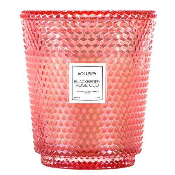 VELA POTE VIDRO PEDESTAL +250H 5 PAV BLACKBERRY ROSE OUD